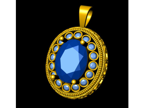 Oval Fligree Flower Pendant Model Cetak 3D