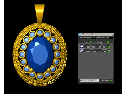 Oval Fligree Flower Pendant 3D Print Model