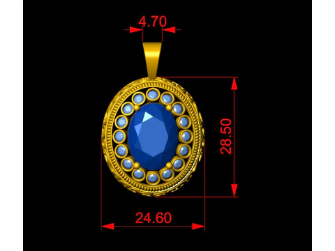 Oval Fligree Flower Pendant 3D Print Model