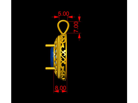 Oval Fligree Flower Pendant Model Cetak 3D