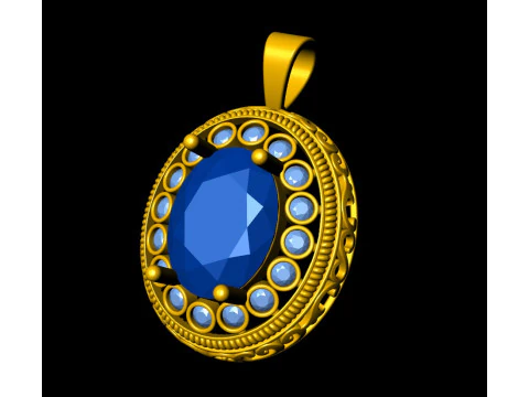 Oval Fligree Flower Pendant 3D Print Model