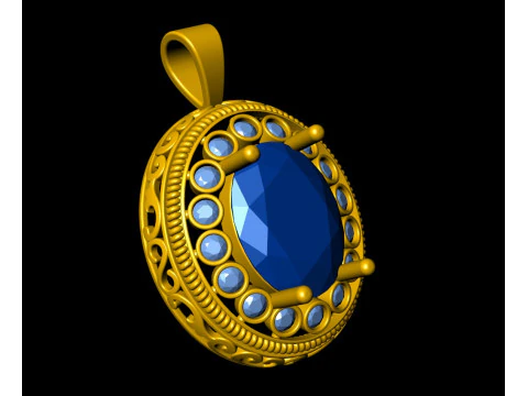 Oval Fligree Flower Pendant 3D Print Model
