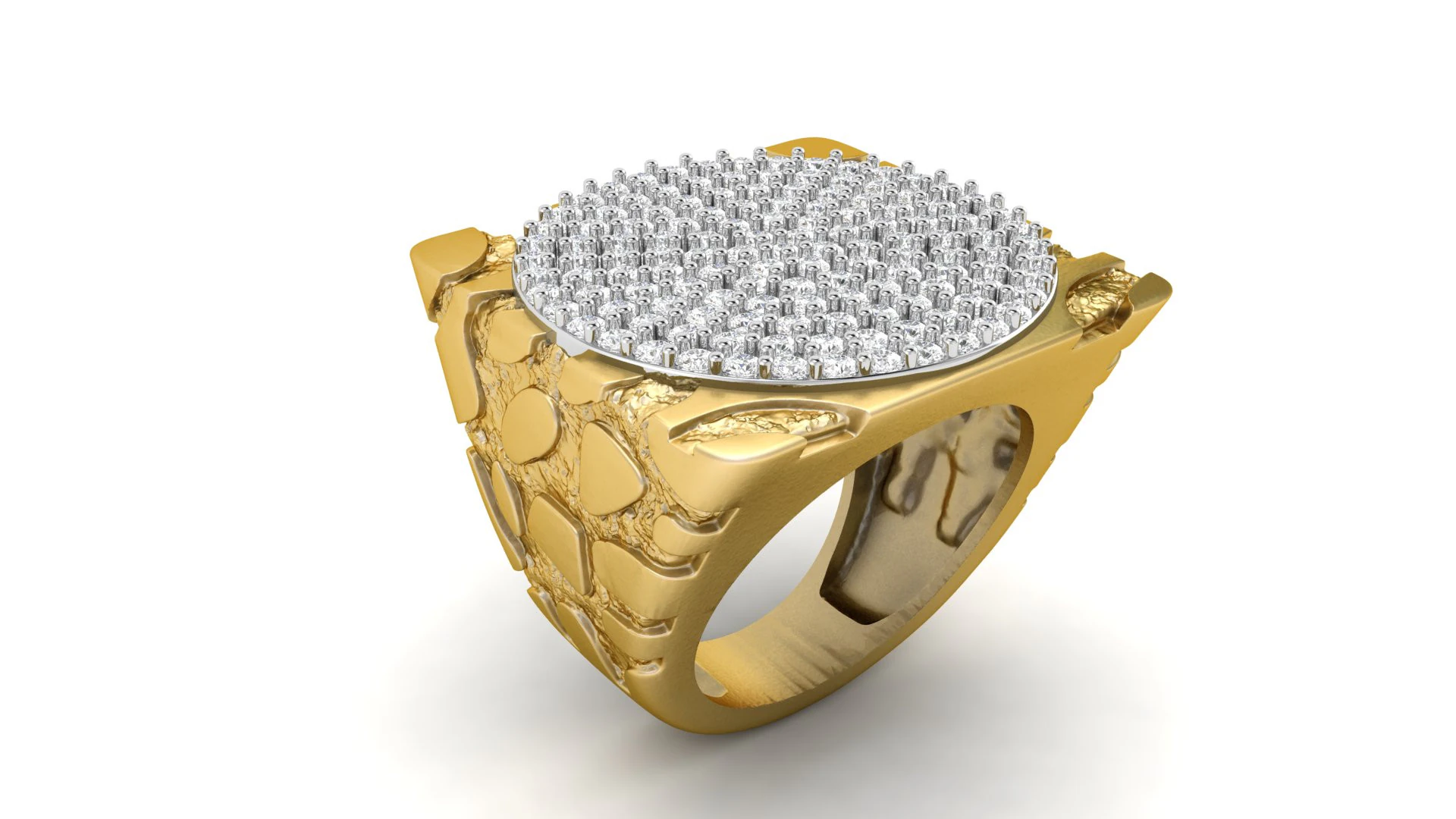 Gents Diamond Nugget Ring 34 3D Print Model .c4d .max .obj .3ds .fbx .stl .blend