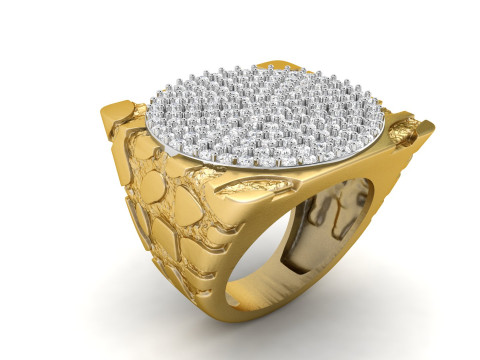 Gents Diamond Nugget Ring 34 3D Принт Модель