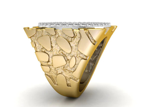 Gents Diamond Nugget Ring 34 3D Print Model