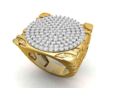 Gents Diamond Nugget Ring 34 3D Print Model