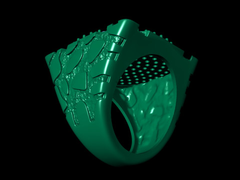 Gents Diamond Nugget Ring 34 3D-printmodel