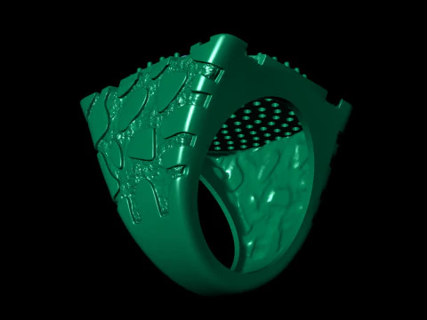 Gents Diamond Nugget Ring 34 3D Print Model