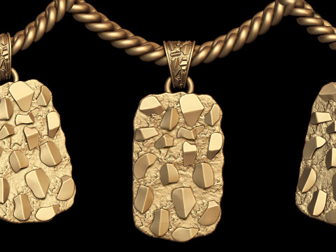 Plain Gold Nugget Pendant 3D print model Modelo de impresión 3D