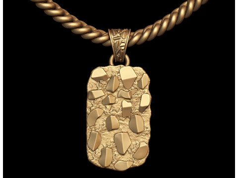 Plain Gold Nugget Pendant 3D print model Modelo de impresión 3D