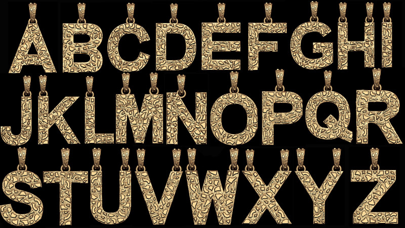 A to Z 26 Letters Nugget Pendant Collection Modello di stampa 3D .c4d .max .obj .3ds .fbx .stl .blend 
