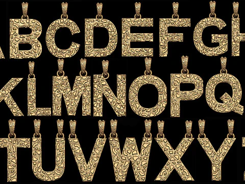 A to Z 26 Letters Nugget Pendant Collection Modelo de Impressão 3D
