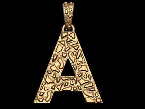 A to Z 26 Letters Nugget Pendant Collection 3D Print Model