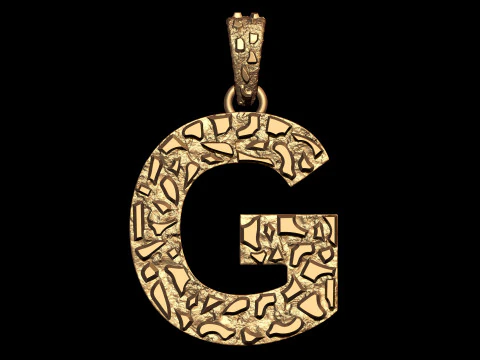 A to Z 26 Letters Nugget Pendant Collection 3D Print Model