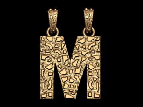 A to Z 26 Letters Nugget Pendant Collection 3D Print Model