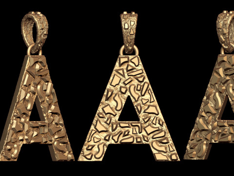 A LETTER INITIAL NUGGET PENDANT 3D प्रिंट मॉडल