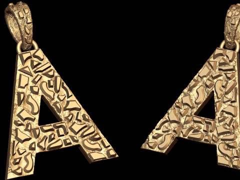 A LETTER INITIAL NUGGET PENDANT 3D प्रिंट मॉडल