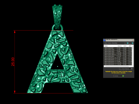 A LETTER INITIAL NUGGET PENDANT 3D प्रिंट मॉडल