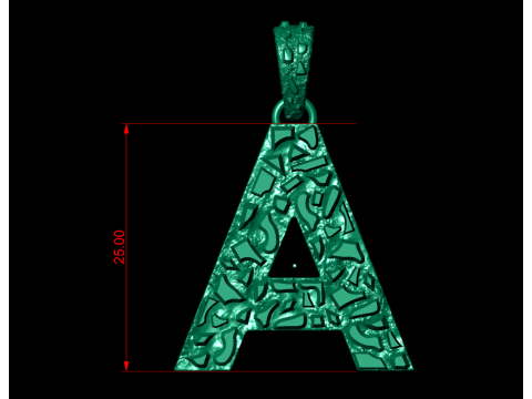 A LETTER INITIAL NUGGET PENDANT 3D प्रिंट मॉडल