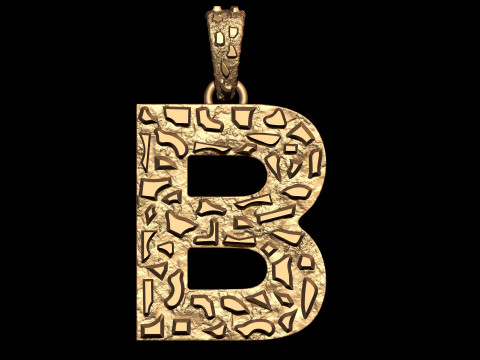 B LETTER INITIAL NUGGET PENDANT 3D Print Model