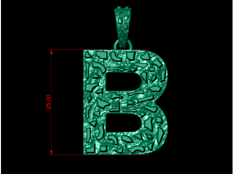 B LETTER INITIAL NUGGET PENDANT Model Cetak 3D