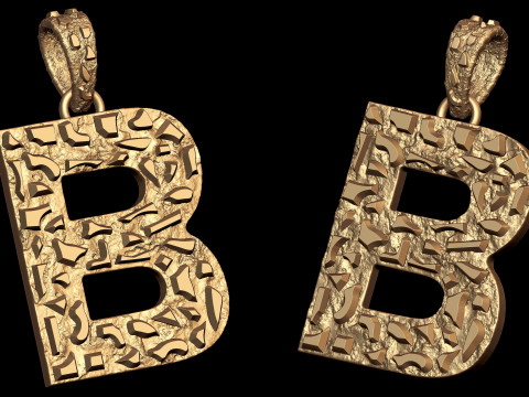 B LETTER INITIAL NUGGET PENDANT Model Cetak 3D