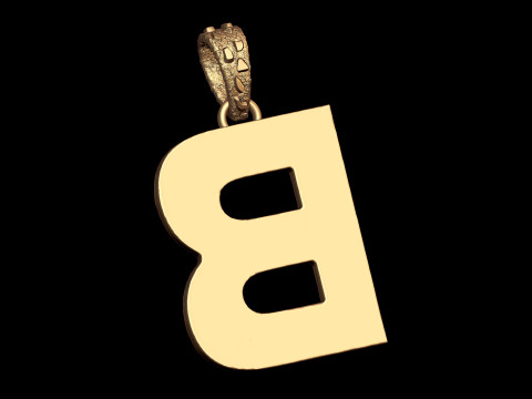 B LETTER INITIAL NUGGET PENDANT Model Cetak 3D