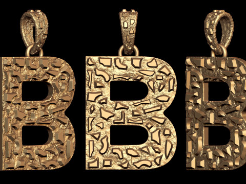 B LETTER INITIAL NUGGET PENDANT Model Cetak 3D