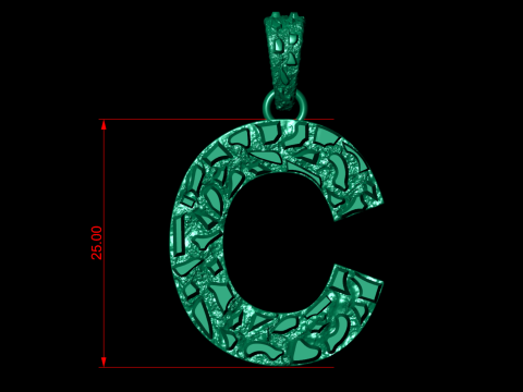 C LETTER INITIAL NUGGET PENDANT Modello di stampa 3D