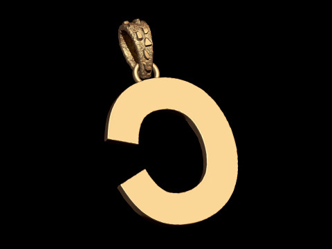 C LETTER INITIAL NUGGET PENDANT Modello di stampa 3D