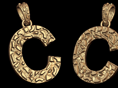 C LETTER INITIAL NUGGET PENDANT Modello di stampa 3D