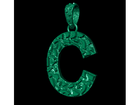 C LETTER INITIAL NUGGET PENDANT Modello di stampa 3D