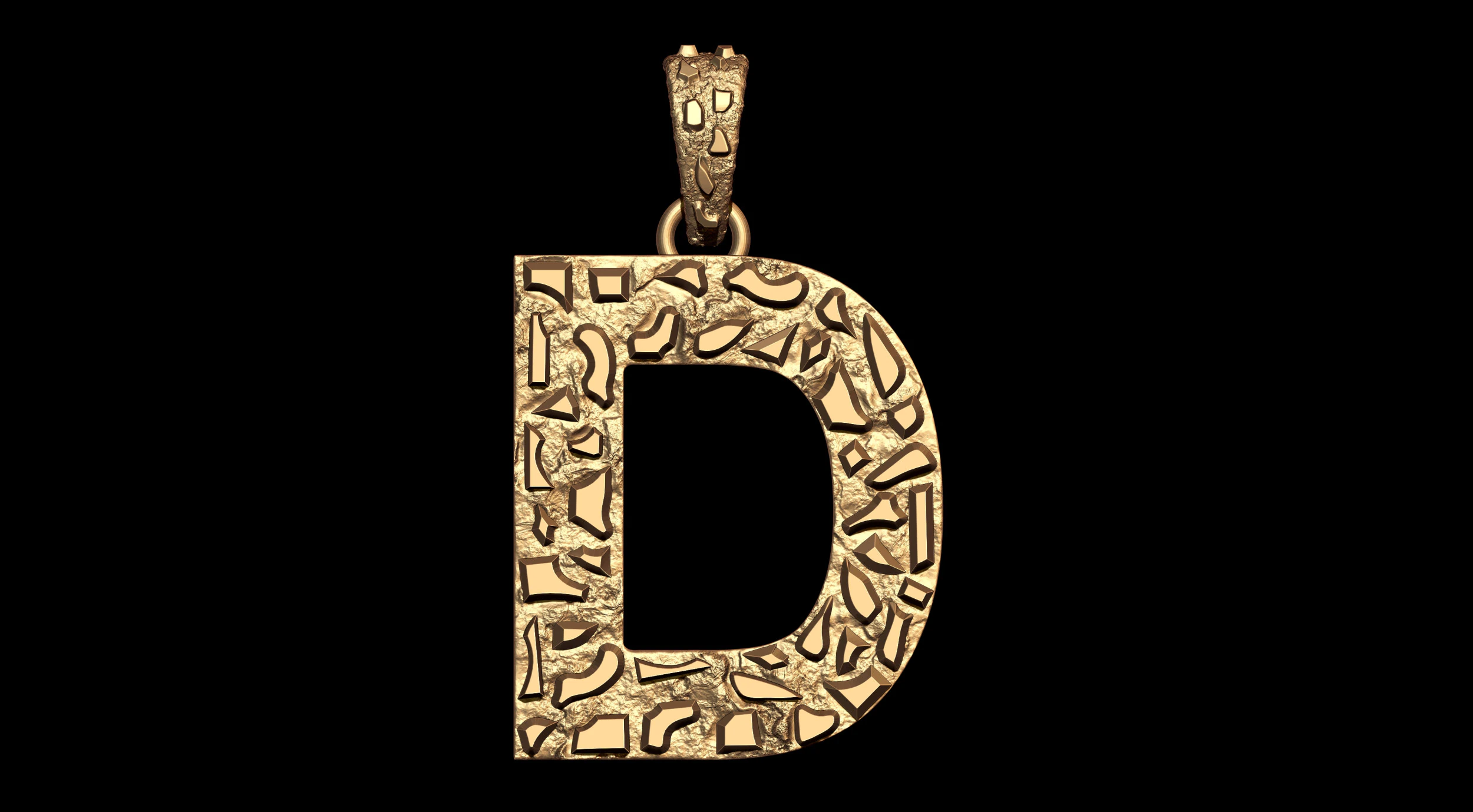 D LETTER INITIAL NUGGET PENDANT 3D Print Model .c4d .max .obj .3ds .fbx .stl .blend 