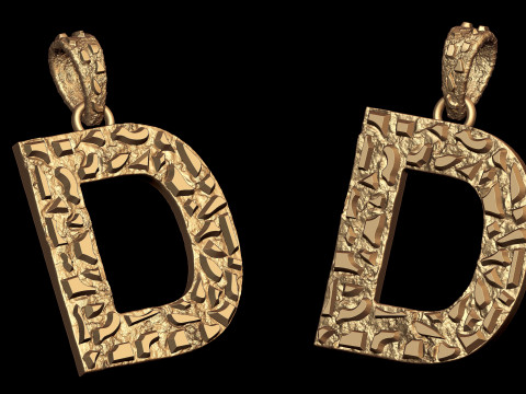 D LETTER INITIAL NUGGET PENDANT 3D Print Model