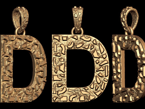 D LETTER INITIAL NUGGET PENDANT 3D Print Model