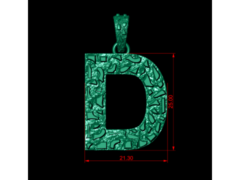 D LETTER INITIAL NUGGET PENDANT 3D Print Model