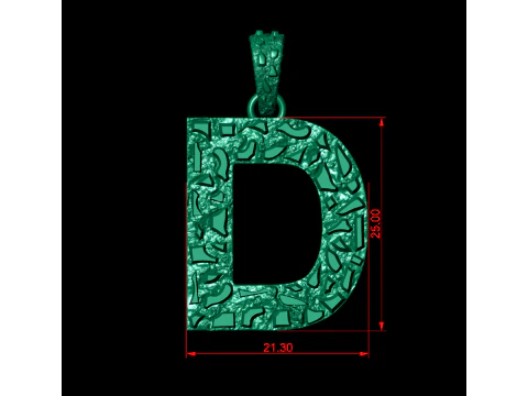 D LETTER INITIAL NUGGET PENDANT 3D Print Model