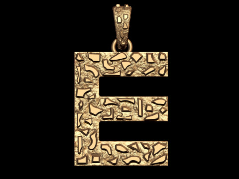 E LETTER INITIAL NUGGET PENDANT 3D 프린트 모델