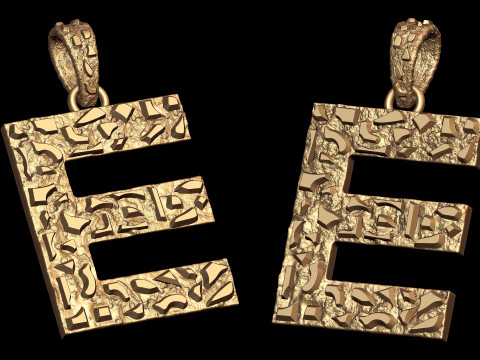 E LETTER INITIAL NUGGET PENDANT 3D प्रिंट मॉडल