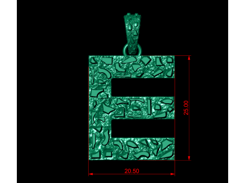 E LETTER INITIAL NUGGET PENDANT 3D प्रिंट मॉडल