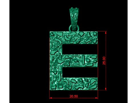 E LETTER INITIAL NUGGET PENDANT 3D Print Model