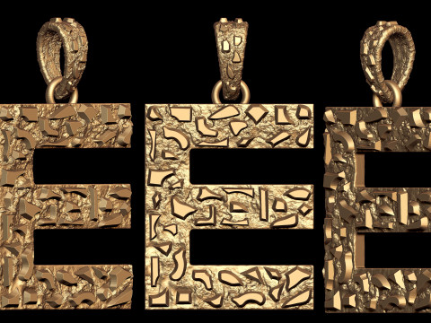 E LETTER INITIAL NUGGET PENDANT 3D प्रिंट मॉडल
