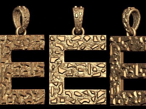 E LETTER INITIAL NUGGET PENDANT 3D Print Model