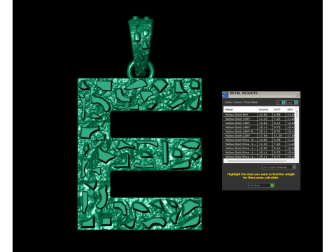 E LETTER INITIAL NUGGET PENDANT 3D प्रिंट मॉडल