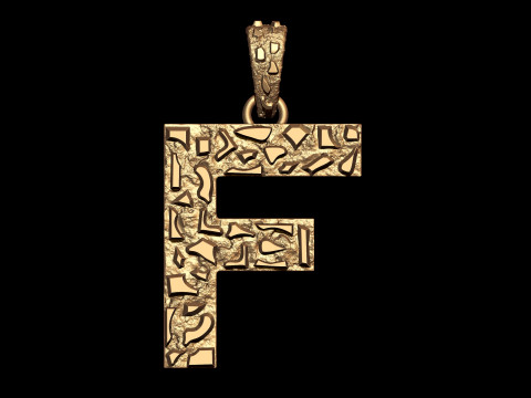 F LETTER INITIAL NUGGET PENDANT 3D Принт Модель