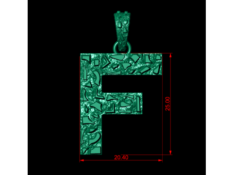 F LETTER INITIAL NUGGET PENDANT Modello di stampa 3D