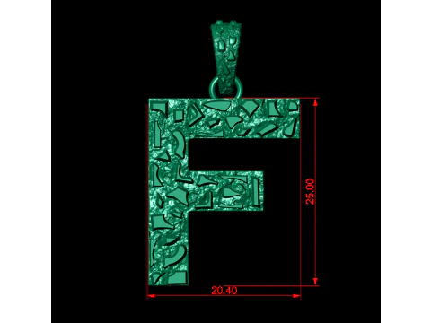 F LETTER INITIAL NUGGET PENDANT 3D Print Model