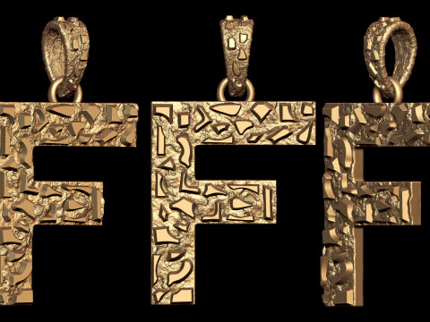 F LETTER INITIAL NUGGET PENDANT 3D Print Model