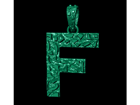 F LETTER INITIAL NUGGET PENDANT Modello di stampa 3D