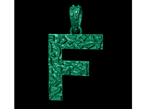 F LETTER INITIAL NUGGET PENDANT 3D Print Model